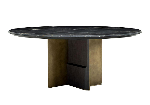 Table de salle à manger ronde Kalos avec plateau en marbre