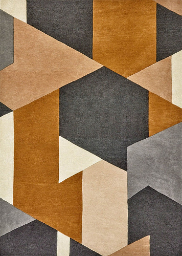 Tapis fait main Popova Caramel / Ardoise / Coquillage