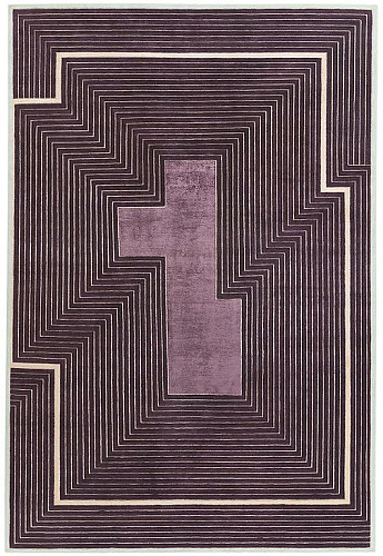 Tapis à Cadre Violet en Laine & Viscose
