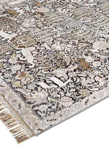 Tapis de luxe fait main Or / Gris