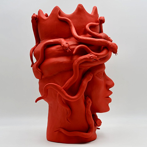 Sculpture Tête De Maure Rouge