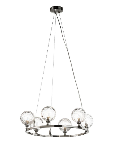Lustre 6 Lumières en Nickel avec Cristal Taillé Main