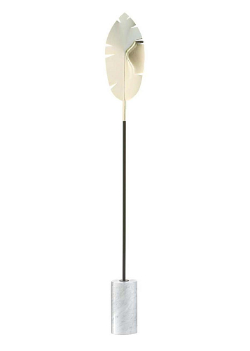 Lampadaire Feuille Dorée avec Pied en Marbre de Carrare