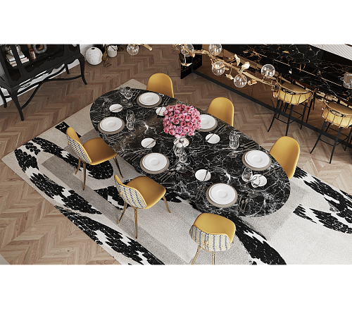 Grande Table Ovale Nero Marquina Obsidienne