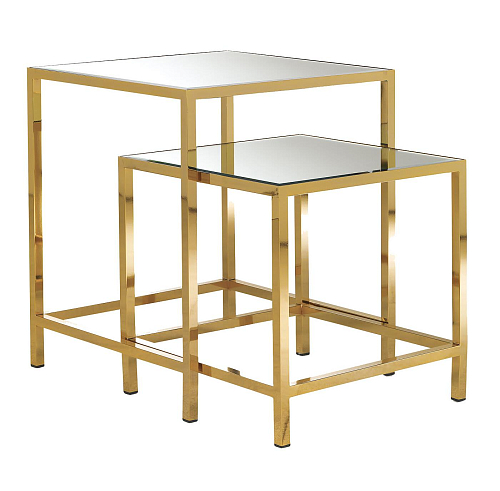 Lot de 2 tables basses avec plateau miroir