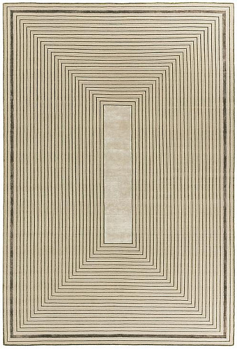 Tapis à Cadre Beige en Laine & Viscose
