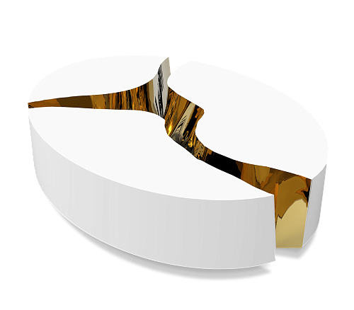 Table Basse Ovale Blanche Fissure