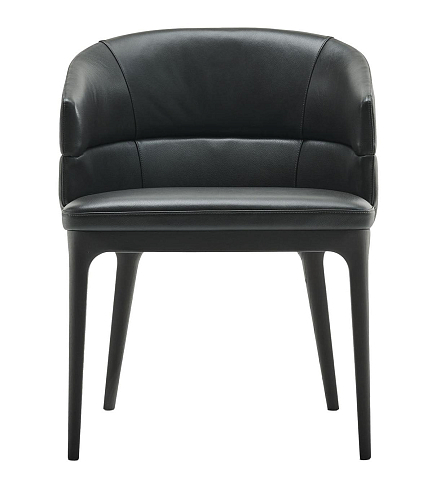 Chaise de salle à manger Alma en cuir noir
