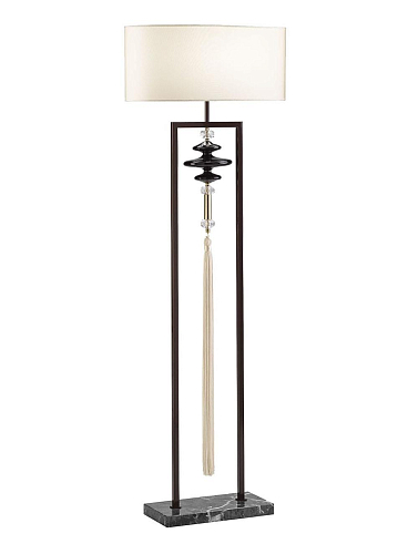 Lampadaire avec Pied en Marbre et Abat-Jour Ivoire