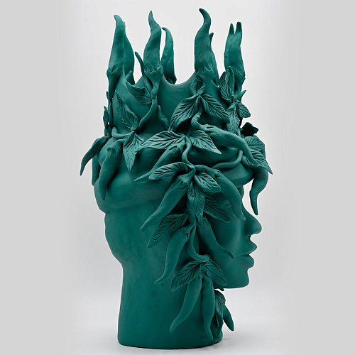 Sculpture Tête De Maure Vert Foncé