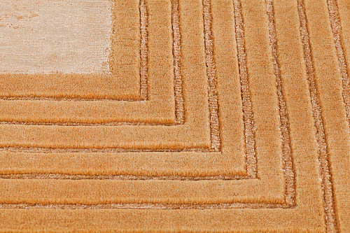 Tapis à Cadre Jaune en Laine & Viscose
