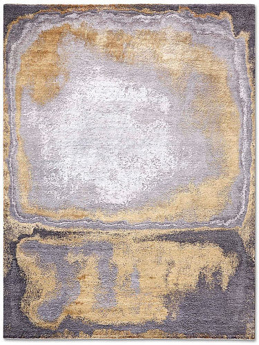 Tapis tissé main Gold sur Gris