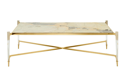 Table basse rectangulaire avec plateau en marbre