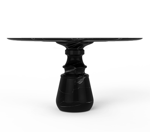 Table à Manger Ronde Nero Marquina Obsidienne