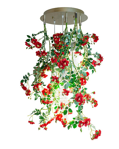 Petit lustre roses rouges