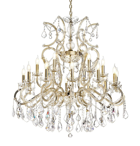 Lustre Mariateresa 18 Lumières en Cristal Finition Or