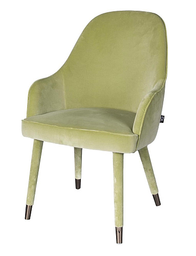 Chaise Paulette verte avec accoudoirs
