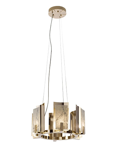 Lustre Rond en Marbre de Carrare Finition Or