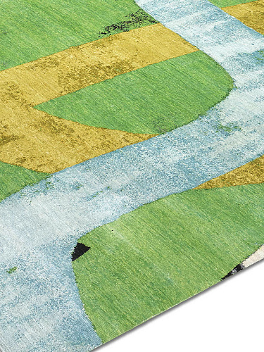 Tapis tissé main Original Vert / Jaune