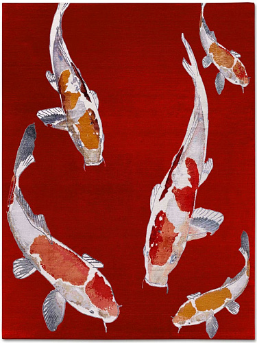 Tapis noué main de luxe Poisson Rouge