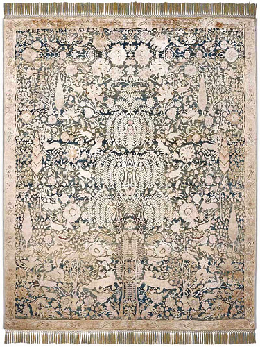 Tapis de luxe fait main Or / Bleu