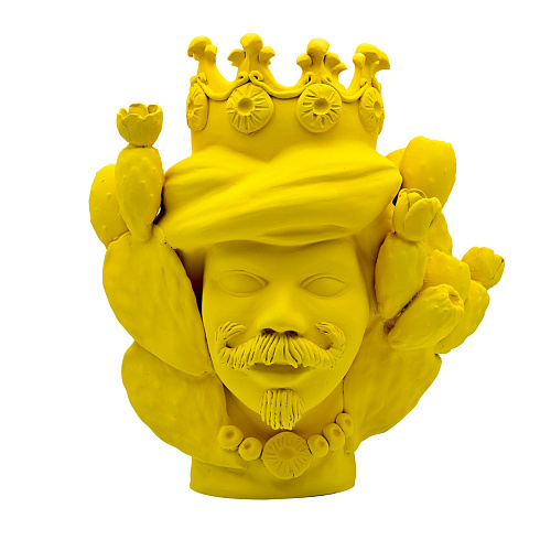 Sculpture Tête De Maure Jaune Mat
