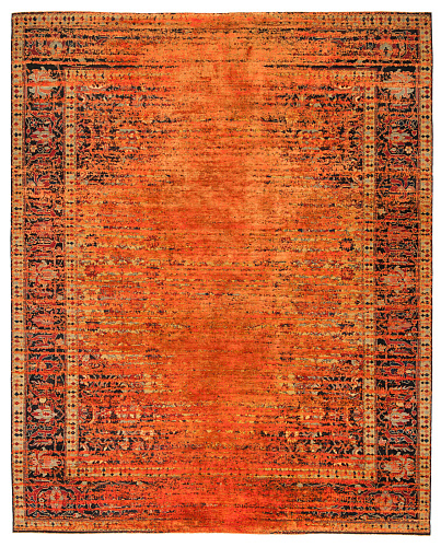 Tapis Serapi Queensbury Stomped Inversé Jaune Orange Néon Soie