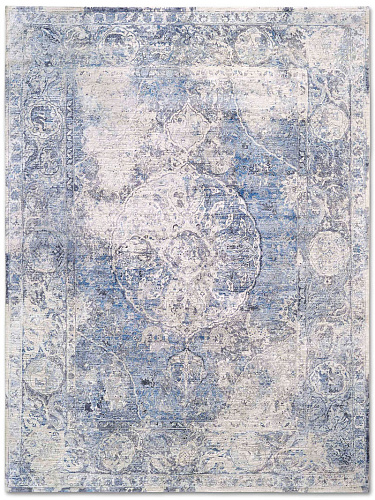 Tapis noué main de luxe Bleu Argenté