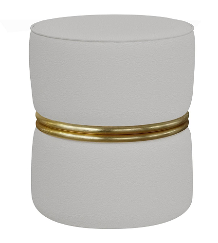 Pouf en cuir avec anneaux dorés