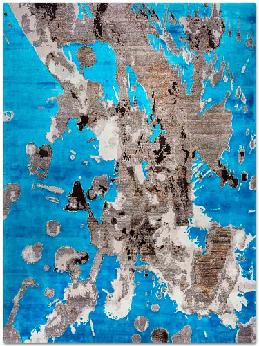 Tapis No. 04 Naturel sur Bleu
