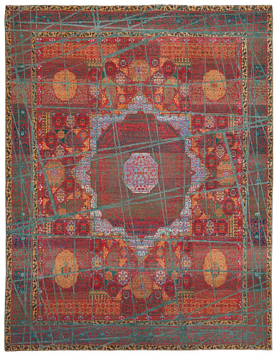Tapis Mamluk Columbus Enveloppé Rouge Gris Lin