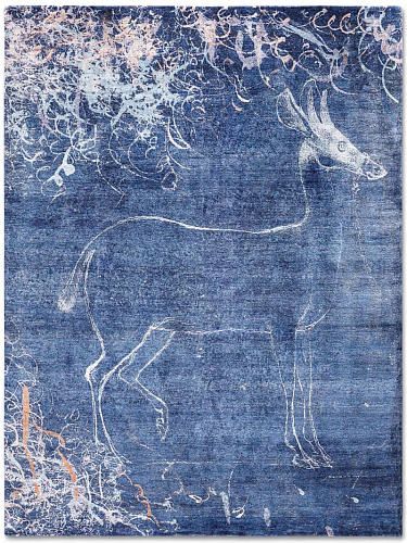 Tapis Antilope Blanc sur Bleu Nuit
