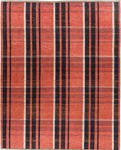 Tapis Turc à Carreaux Rouge Noué à la Main