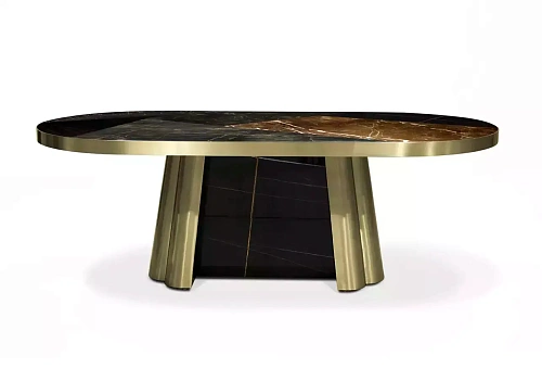 Table de Salle à Manger Decodiva Granit Noir & Or