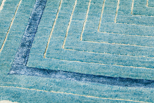 Tapis à Cadre Turquoise en Laine & Viscose