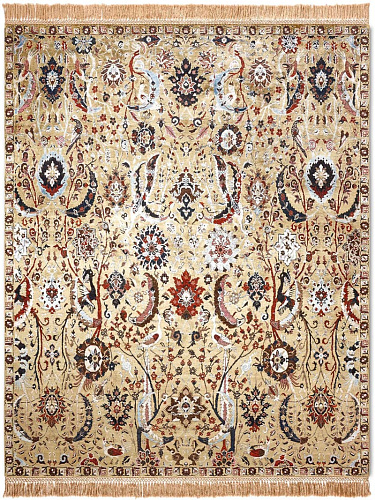 Tapis de luxe fait main Kerman Jaune