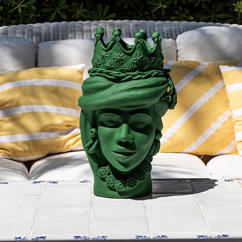 Sculpture Tête De Maure Verte