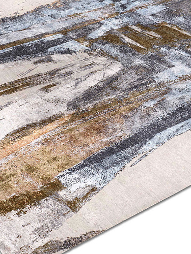 Tapis No. 10 Rouille/Bleu sur Gris Clair