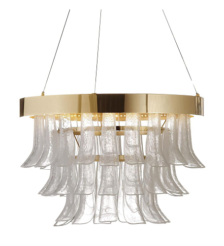 Lustre Anneau LED Doré avec Verre de Murano