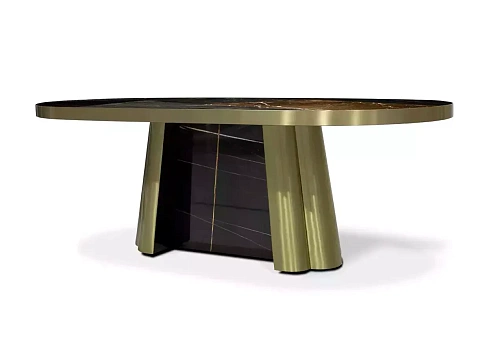 Table de Salle à Manger Decodiva Granit Noir & Or
