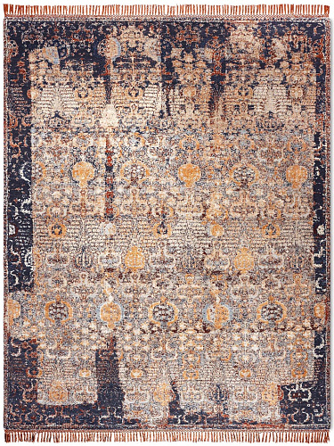 Tapis Bloc No. 03 Rouille Cuivrée sur Bleu Minuit