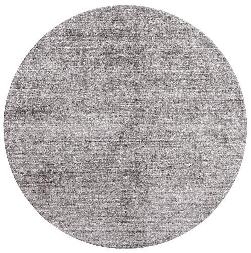 Tapis Rond Argenté en Soie de Bambou