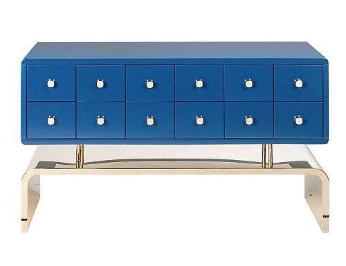 Commode capitonnée bleue Auspicious