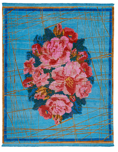 Tapis Nadinka Enveloppé Vert Bleu Doré