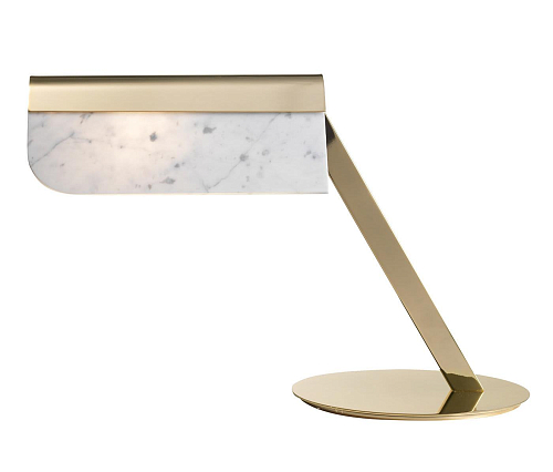Lampe de Table en Laiton Or Doux et Marbre de Carrare