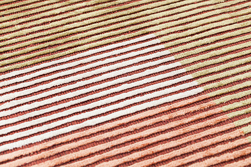 Tapis à Rayures en Viscose Tissé à la Main
