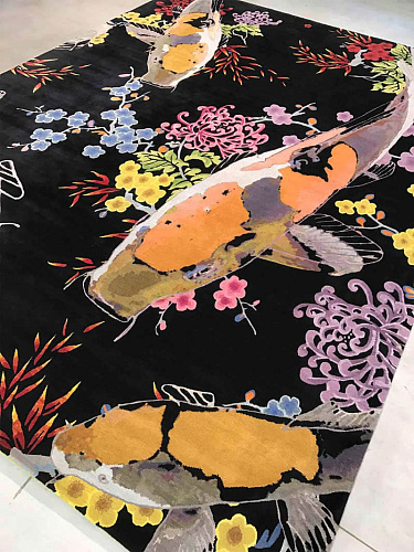 Tapis noué main de luxe Poisson
