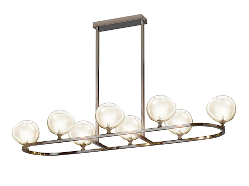 Lustre Rectangulaire Sphères en Cristal Taillé Main