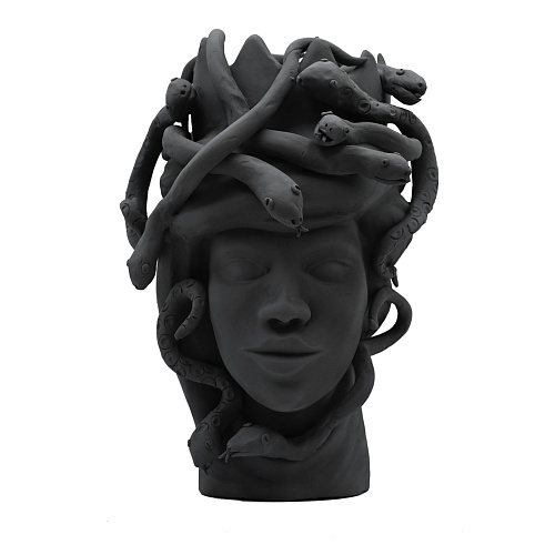 Sculpture Tête De Maure Gris Foncé Artisanale