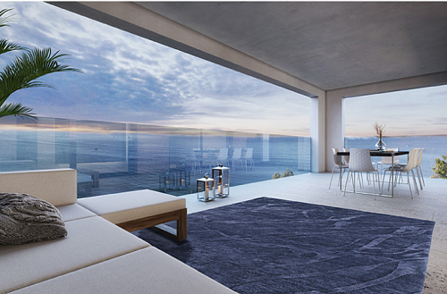 Tapis Moderne Bleu Noué à la Main